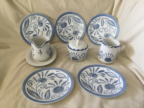 Corelle Ocean Blue Sugar Bowl w/Lid Creamer Gravy Boat w/Plate ONLY 5 Pc Set - Picture 3 of 5