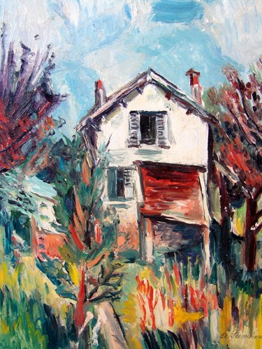 HSP XX° French School VIEW OF A HOUSE Signed Alain Panchout after Vlaminck - Picture 2 of 8