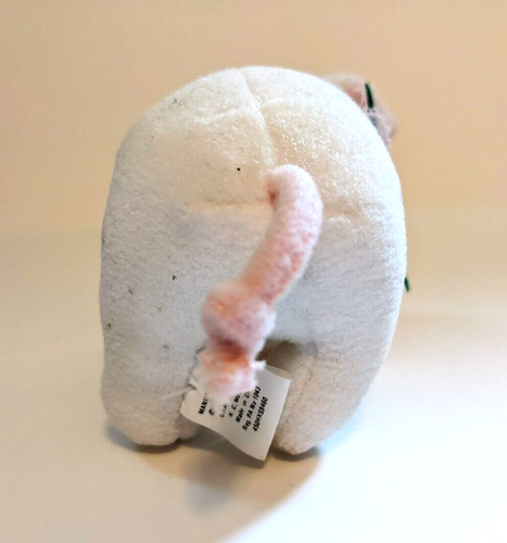 Heartline Vintage PIG ORNAMENT Plush Stuffed Animal White Christmas Lace 4" 1989 - Picture 6 of 7