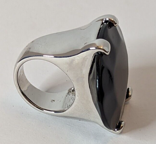 Camille Lucie Lg Bold Black Lucite Silver Tone Statement Fashion Ring Sz 7-7.5 - Picture 5 of 14