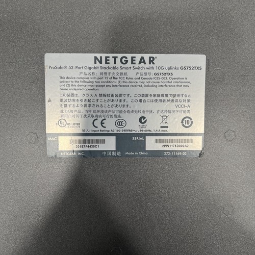 Netgear ProSafe GS752TXS 52-Port Gigabit Stackable Smart Switch - Picture 6 of 6