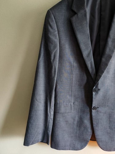 Jaeger Mens Dark Grey Wool Blazer 40S Formal Business Suit Jacket Double Vents - Picture 3 of 14