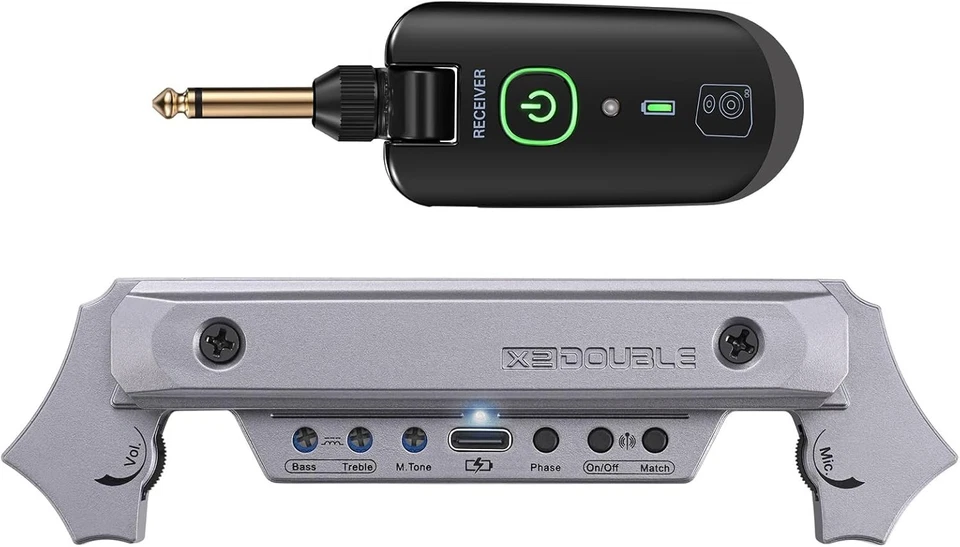 Pastilla de guitarra acústica inalámbrica micrófono magnético recargable volumen incorporado Foto 3 de 4