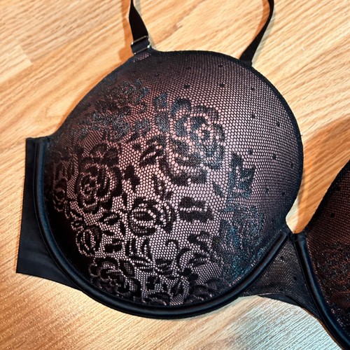 Reggiseno Secret Treasures 40D nero pizzo sovrapposto push up ferretto imbottito - Foto 2 di 6