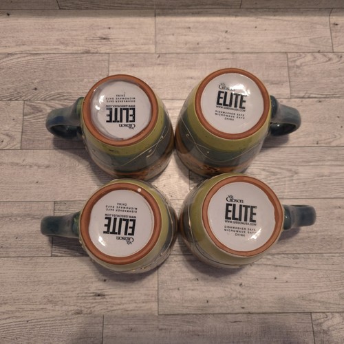 Set of 4 Mugs Gibson Elite Scroll Motif - Picture 5 of 6
