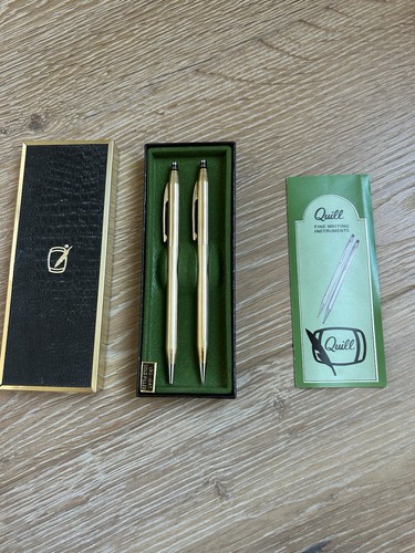 Vintage Feder Kugelschreiber & Druckbleistift Set 10/20 Kt Gold Neu Geschenkbox - Bild 2 von 3