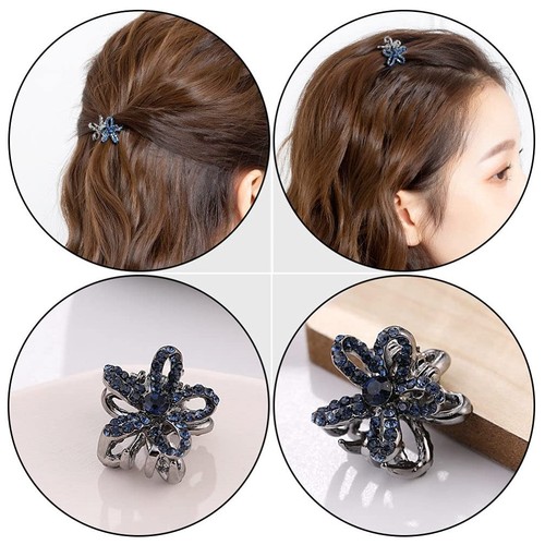 MILISTEN 2Pcs Mini Hair Claw Clip, Rhinestone Non Slip Jaw Clips, Flower Shap... - Picture 4 of 9