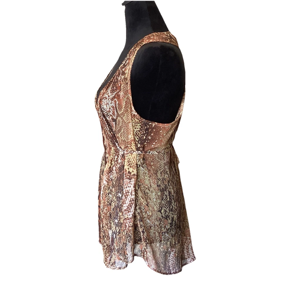 Camiseta sin mangas American Rag Cie 1984 piel de serpiente chifón palangre pintuck para mujer XL Foto 4 de 4