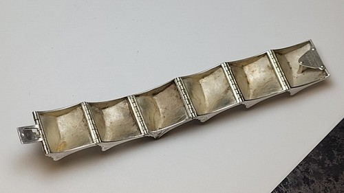 Vintage SIROKORU Finnland .925 Sterling Silber Modernist Panel Armband MJH... - Bild 6 von 7