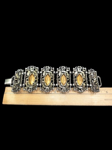 Selro Selini 6 Link Bracelet Deep Blue Sapphire Color On Silver Tone Setting - Picture 12 of 13