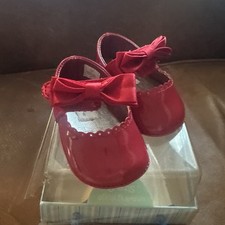 Vintage Baby Crib Shoes, Size 0 Red Pattern, New Old Stock Baby Deer