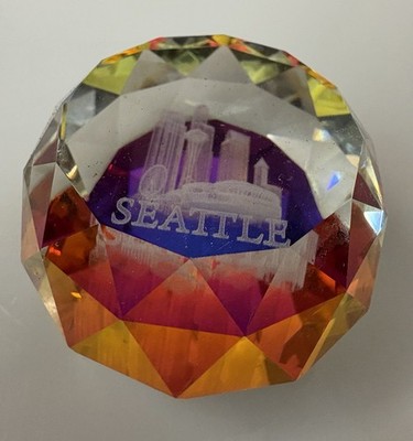 Seattle, Washingtion Skyline 3D Laser Etched Crystal Paperweight  2  Souvenir