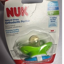 NUK Natural Shape Orthodontic Pacifier 0-6m Silicone BPA Free Green Blue
