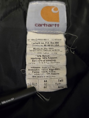Veste vintage Carhartt homme 44 haut noir Iowa Telecom vêtements de travail toile USA années 90 - Photo 9/14