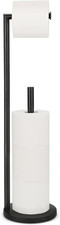 Toilet Paper Holder Stand, Rustproof Bathroom Free Standing Storage, Black