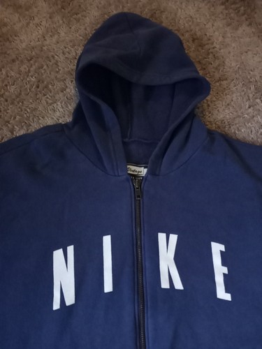 Vtg Y2K Nike Mens Sleeveless Hooded Zip Up Size XL Navy Blue Retro Gym - Picture 3 of 10