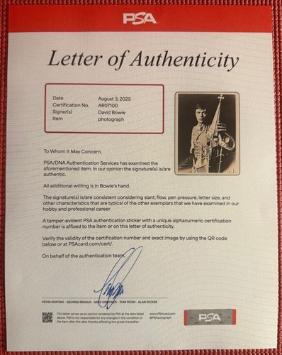 PSA LOA signed 8"x 10" Autogramm DAVID BOWIE s/w Foto ELEPHANT MAN - Bild 5 von 6