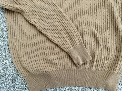 Maglione Pullover Jos A Bank Uomo 100% Cashmere Collo 3 Bottoni Tg XL Tan Beige - Foto 6 di 7