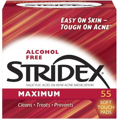 Stridex Strength Medicated Pads, Maximum, 55 Count pack,2 pack