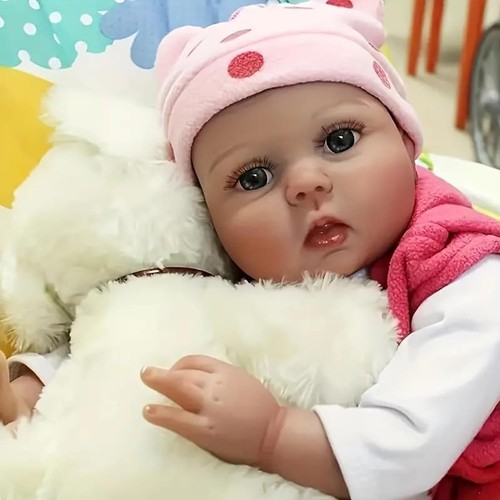 Reborn Puppe Mädchen 55 cm Weiche Silikon Neugeborenen Puppe Lebensechte - Bild 2 von 9