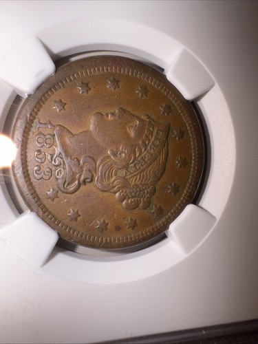 NGC Graded 1853 1C Large Cent - XF DETAILS - RIM DAMAGE - U. S. COIN - Picture 17 of 24
