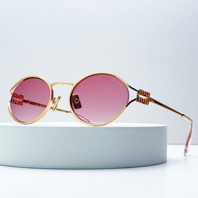 Miu Miu SMU 52YS Gold Pink Shaded Round Sunglasses Women 55-20-130