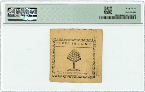 FR. MA-263 Massachusetts 3 Shillings Colonial 1778 PMG UNC 63 949949-21 - Picture 2 of 2