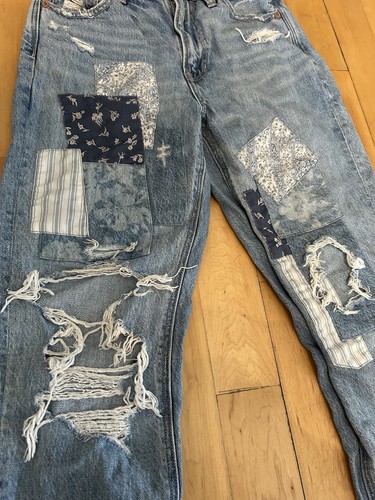American Eagle Women’s Size 2 Quilt Patchwork Design Distressed Jeans - Bild 2 von 11