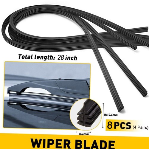 Universal 28" Car Bus Silicone Frameless Windshield Wiper Blade Refills 8 x pcs - Picture 2 of 9
