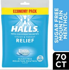 HALLS Relief Mountain Menthol Sugar Free Cough Drops, Economy Pack, 70 Drops