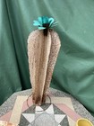 Metal Vintage Retro 1950’s Look 25” Tall Rusted Aged Cactus  Decor Teal Flower