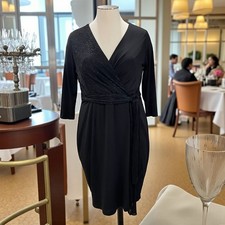 Lane Bryant Black Wrap Dress Size 16 Shimmer Party Cocktail Glam Holiday LBD