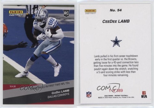 2020 Panini Instant NFL /389 CeeDee Lamb #54 Rookie RC - Picture 3 of 3