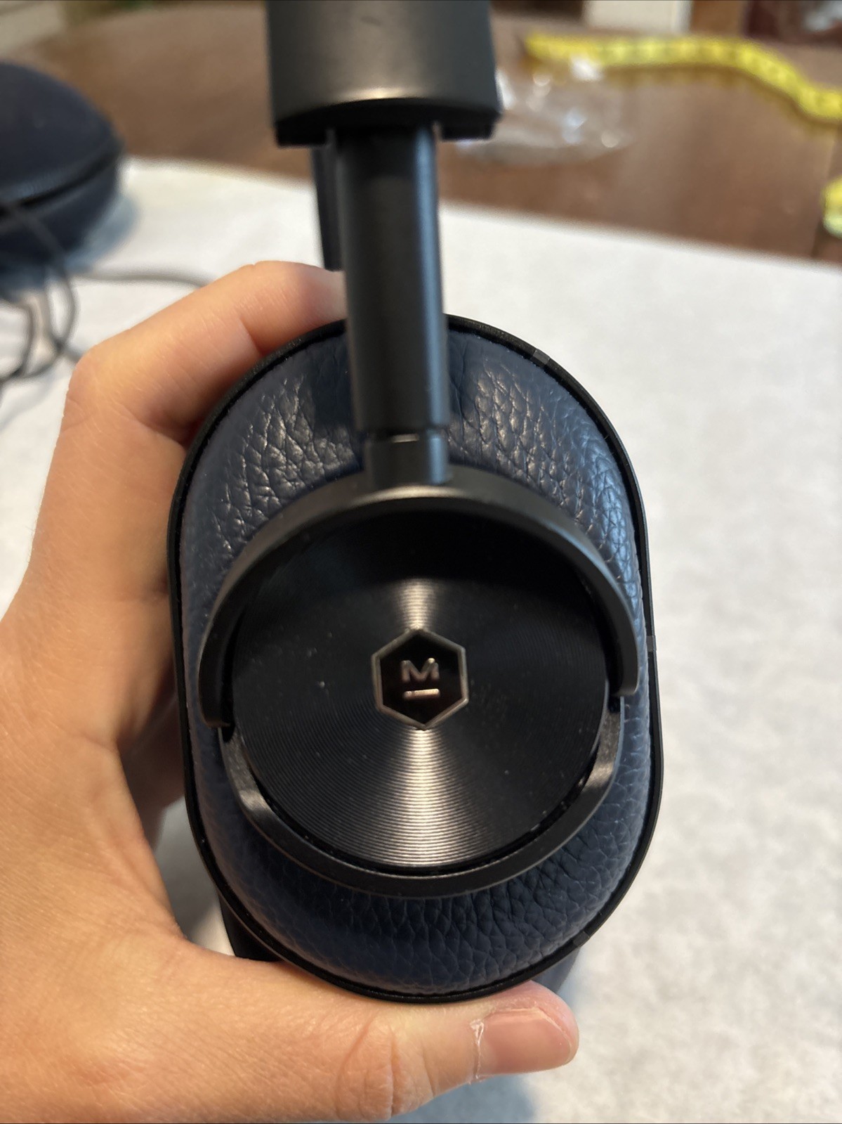 Master & Dynamic MW60- Bluetooth Foldable Headphones - Black Metal/Navy Leather