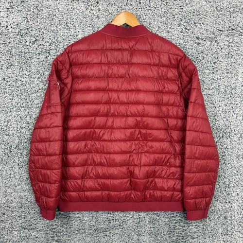 Guess Jacket Mens 2XL Puffer Coat Quilted Full Zip Bomber Logo Red Adult XXL - Picture 9 of 12