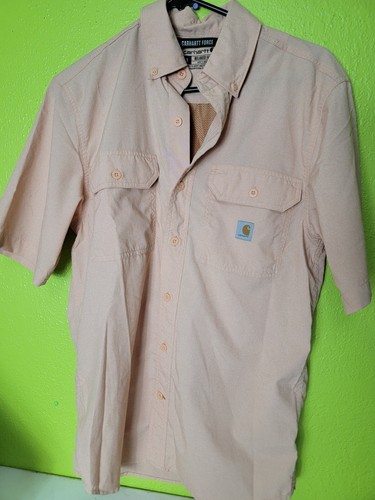 Carhartt Force Shirt Men’s Small Tan Relax Fit Lightweight Vented Short Sleeve