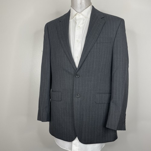 Chaps 2 Piece Suit Mens 38R 32x30 Gray Striped Wool Two Buttons - Picture 4 of 14
