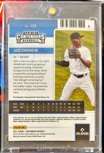 2021 Panini Contenders Draft Tickets Jazz Chisholm Miami Marlns RC Auto /99 #123 - Imagen 6 de 24