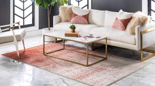 Del Mar Collection Area Rug - Jennifer (7' 10" x 11' 4" Rectangle, Red/ Beige) - Picture 2 of 9