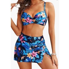 Womens Bikini Set 2 Piece High-Waisted Padded Elastic Bikini Top Swimming Costum