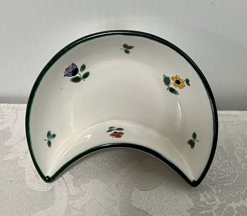 2 x Gmundner Keramik Bowls • Alpine Flowers Crescent & Green Rim Dip Bowl Lot #1 - Picture 6 of 7