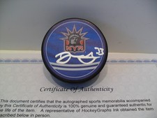 Dylan Garand Autographed Signed New York Rangers Puck COA Reverse Retro Puck