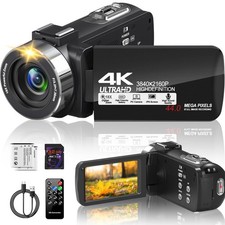 MiyoSavor4K Video Camera Camcorder 44MP 30FPS with IR Night Vision,18X Digita...