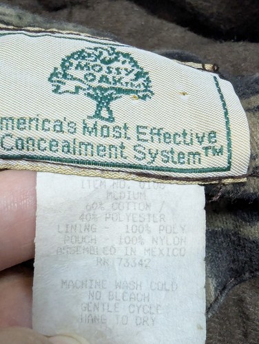 Vintage Mossy Oak Break Up Hunting Coverall Mens Size Medium Camo Insulated Suit - Picture 7 of 18