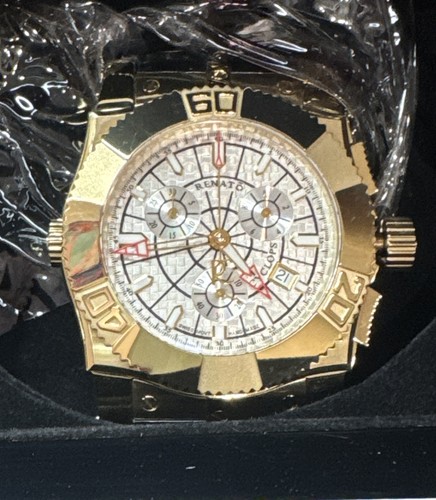 New!! Men’s Renato Collezioni Gold Tone Black Strap Limited Prod Automatic Watch - Picture 2 of 9