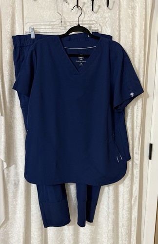 Juego de 2 pantalones elásticos para mujeres azul marino manos curativas Skyler y Naya - Imagen 1 de 3