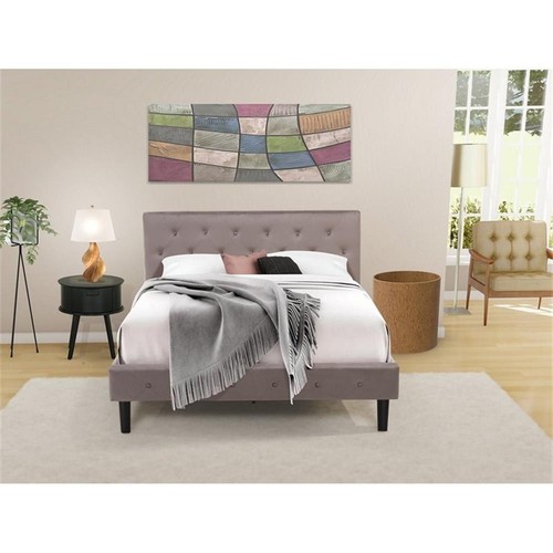 East West Furniture Nolan 2-Piece Wood Queen Bedroom Set in Taupe Brown/Black - Picture 2 of 10