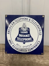 Ande Rooney - Bell System American Telephone & Telegraph Porcelain Sign 