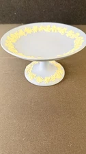 Wedgwood Blue Jasperware Pedestal Plate Compote Candy Dish Cake Stand Grapevine
