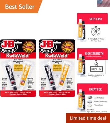 Quick-Drying KwikWeld Epoxy - 2 Pack, Steel Reinforced, Waterproof, 6 Minute Set